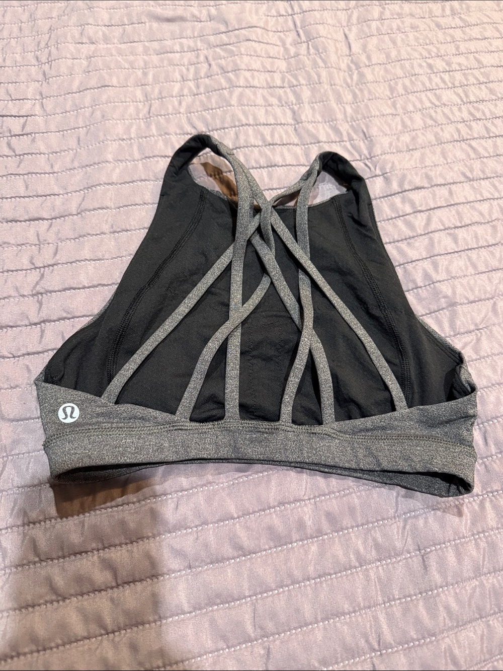 lululemon athletica Black Sports Bra with Gray Strappy Back